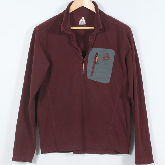 Eddie Bauer Men's 1/2 Zip Sweatshirt M Burgundy Polyester Fleece - Picture 1 of 4